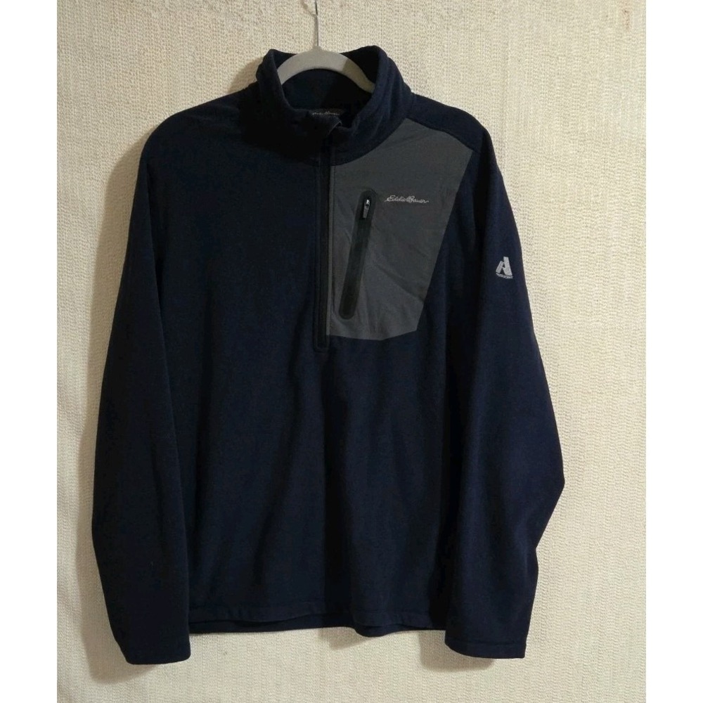 Eddie Bauer Men's XL Blue First Ascent Fleece Quarter Zip Pullover Mock Neck